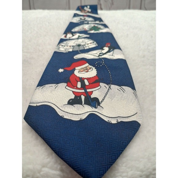 The Christmas Collection Brand Men's Novelty Tie Santa Golfing Rudolph Penguins - Picture 1 of 16